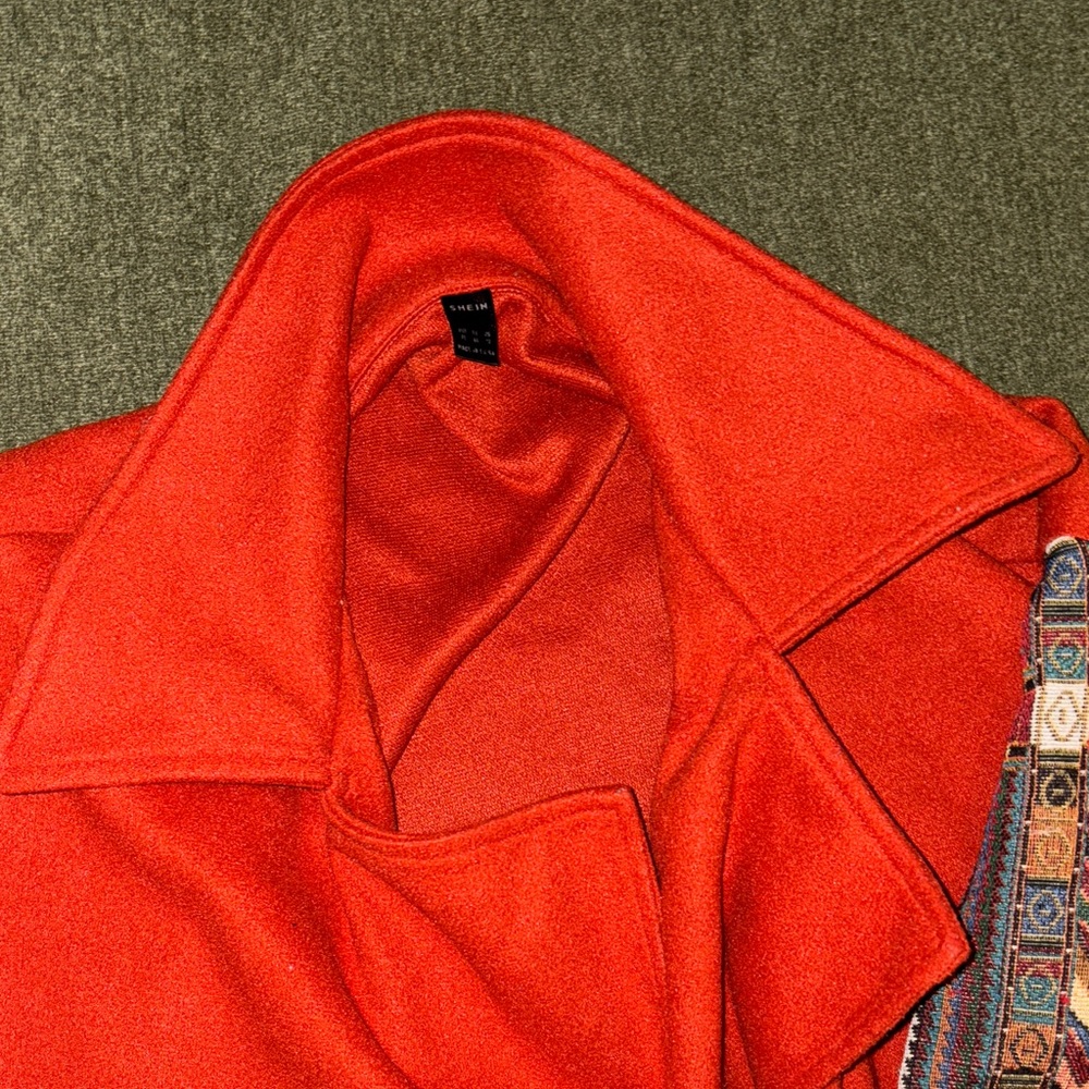 Rust Orange jacket with Patterned Sleeves - Picture 5 of 6